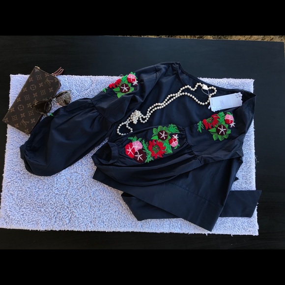 NWT perfect blouse Bohemian Style DARK BLUE - Picture 2 of 3